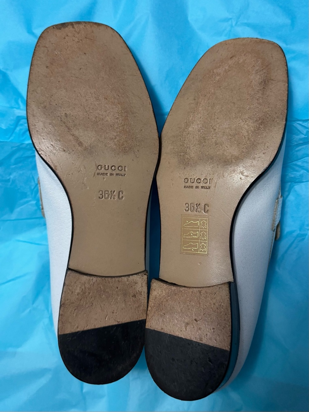 Gucci AUTHENTIC Vintage White Silver Horsebit Leather Loafers 36.5 Tom Ford RARE - Picture 8 of 16